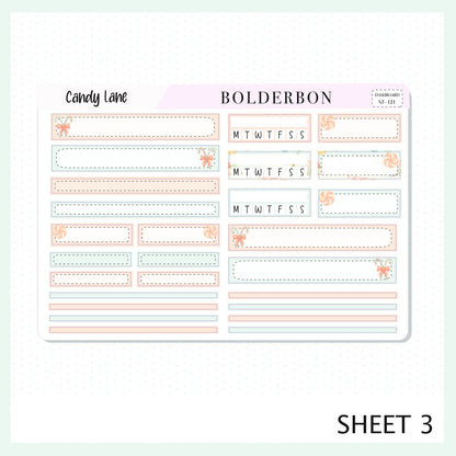 CANDY LANE Erin Condren Dashboard Sticker kit || Festive Christmas Planner Stickers, Holiday Pastel Vibe