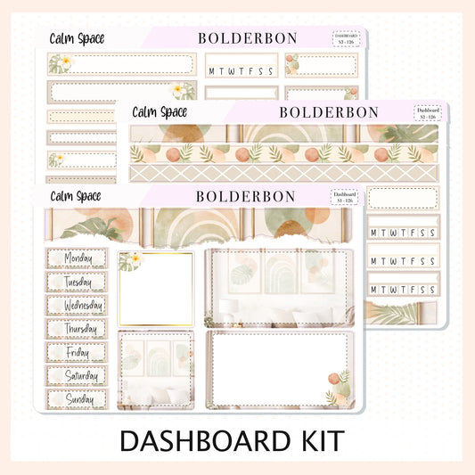 CALM SPACE Erin Condren Dashboard Sticker kit || Neutral Boho Stickers, Erin Condren Vertical Kit, Beach Coastal Aesthetic Weekly Stickers
