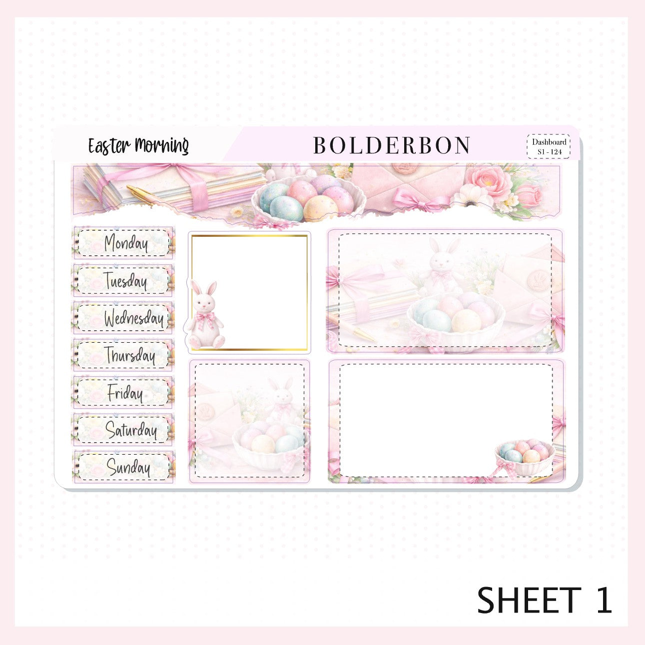 EASTER MORNING Erin Condren Dashboard Sticker kit || Elegant Planner Stickers, Pastel Spring Edit Weekly Kit