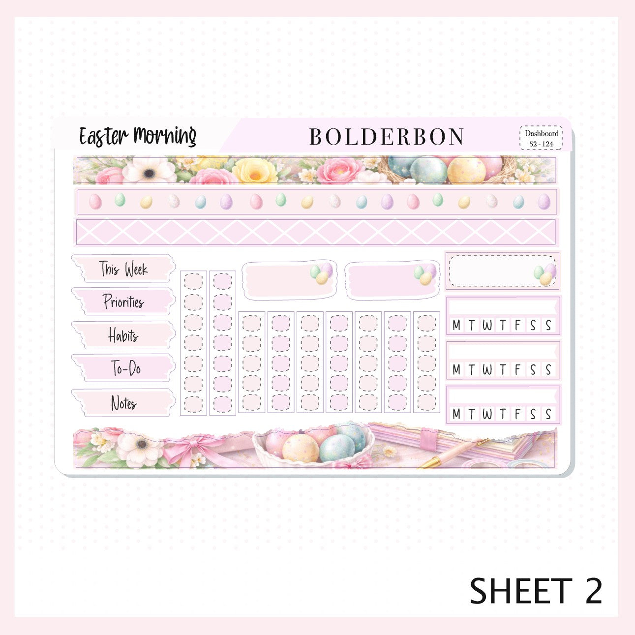 EASTER MORNING Erin Condren Dashboard Sticker kit || Elegant Planner Stickers, Pastel Spring Edit Weekly Kit