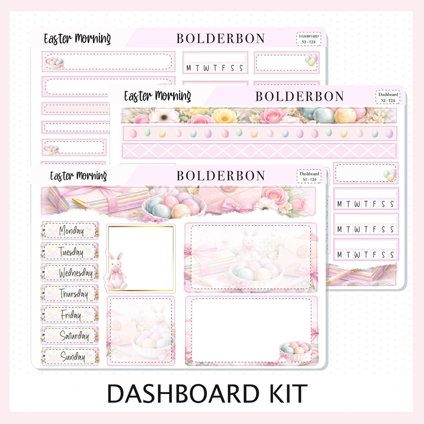 EASTER MORNING Erin Condren Dashboard Sticker kit || Elegant Planner Stickers, Pastel Spring Edit Weekly Kit