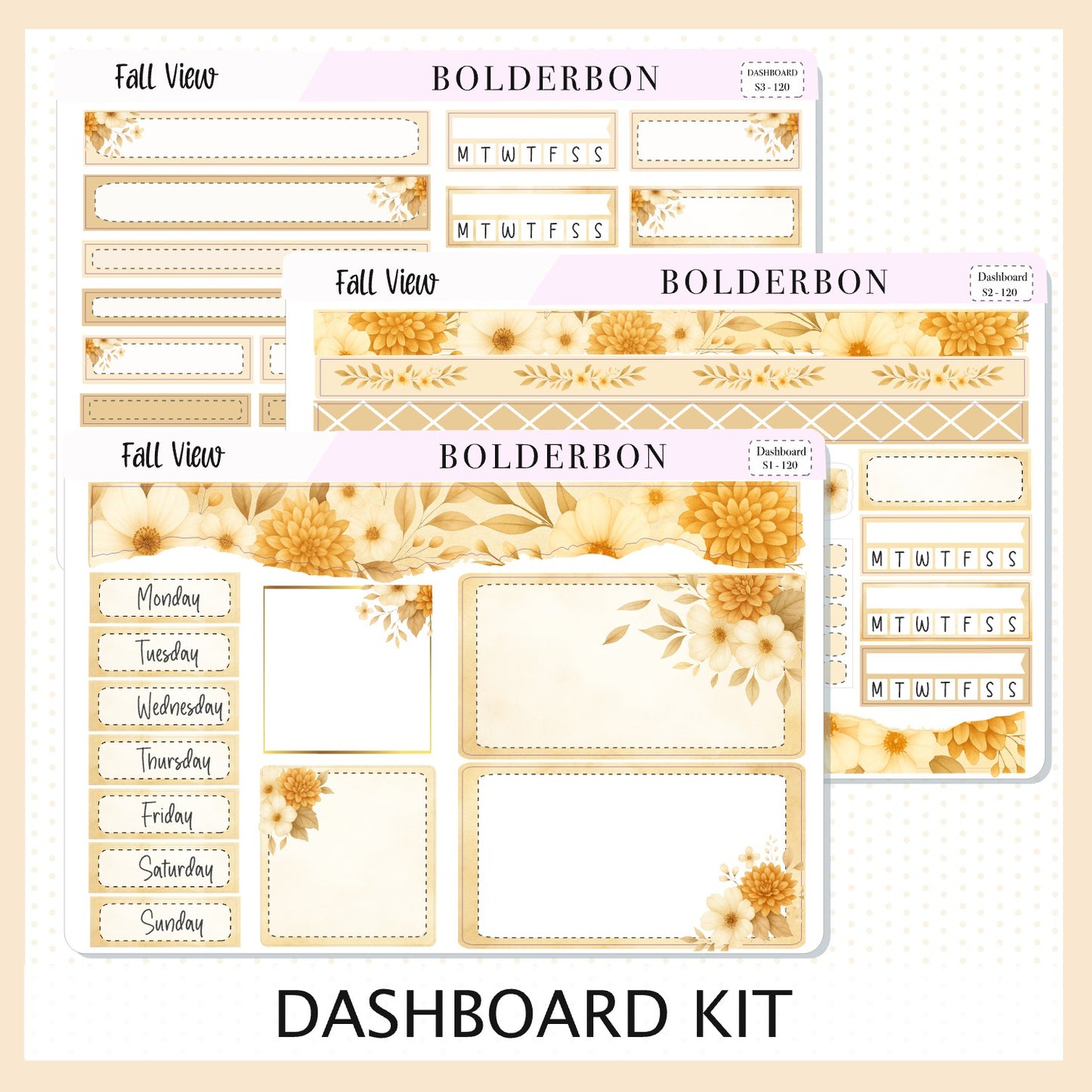 FALL VIEW Erin Condren Dashboard Sticker kit || Cozy Fall Floral Planner Stickers, Autumn Aesthetic Vibe