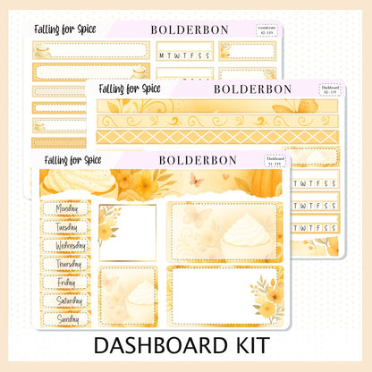 FALLING FOR SPICE Erin Condren Dashboard Sticker kit || Cozy Fall Floral Planner Stickers, Autumn Aesthetic Vibe