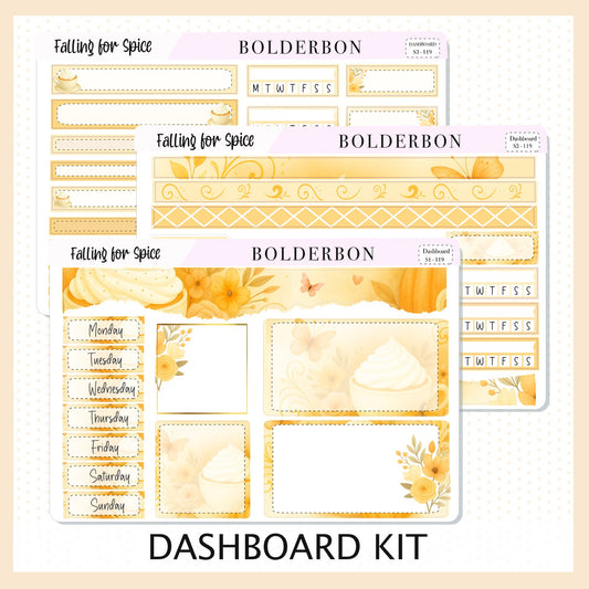 FALLING FOR SPICE Erin Condren Dashboard Sticker kit || Cozy Fall Floral Planner Stickers, Autumn Aesthetic Vibe