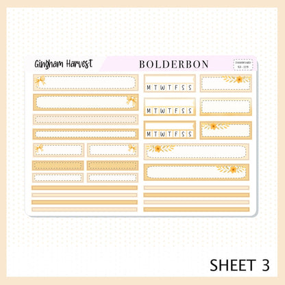 GINGHAM HARVEST Erin Condren Dashboard Sticker kit || Cozy Fall Floral Planner Stickers, Autumn Aesthetic Vibe
