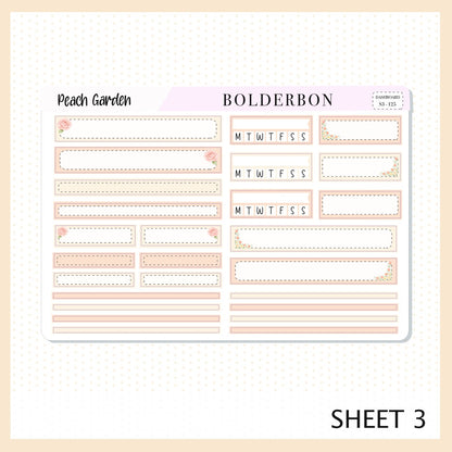 PEACH GARDEN Erin Condren Dashboard Sticker kit || Floral Aesthetic Planner Stickers, Pastel Spring Weekly Kit