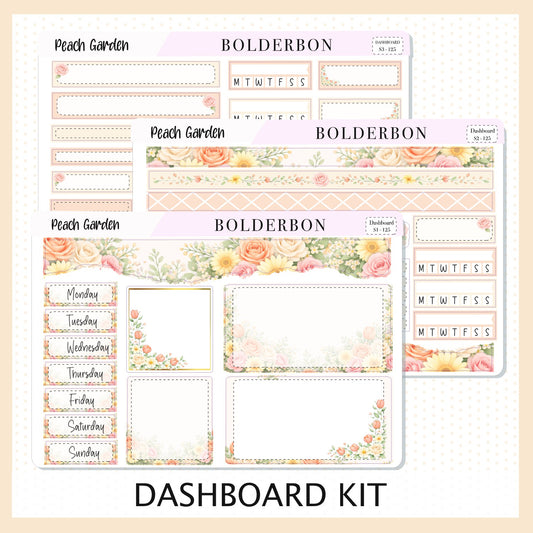 PEACH GARDEN Erin Condren Dashboard Sticker kit || Floral Aesthetic Planner Stickers, Pastel Spring Weekly Kit
