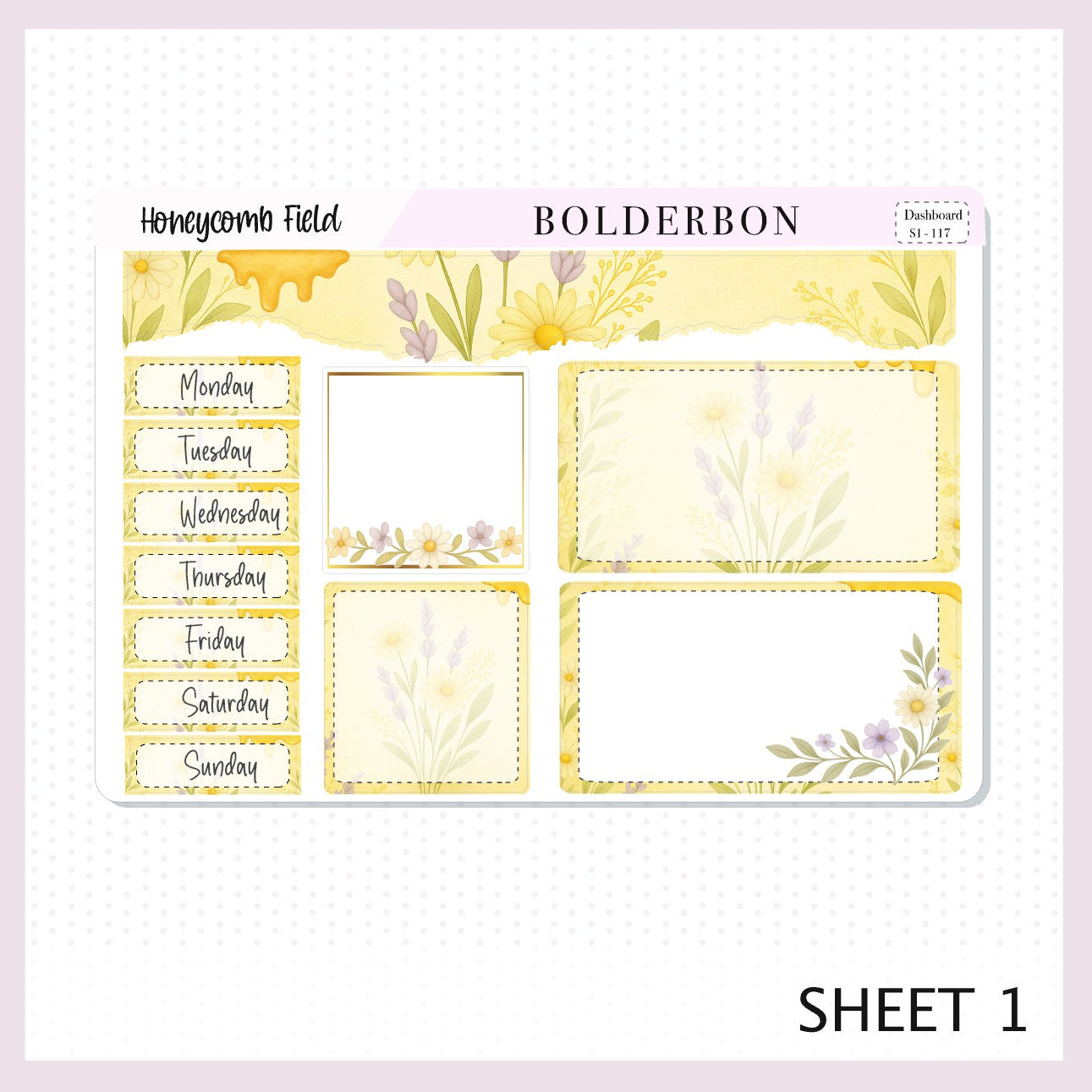 HONEYCOMB FIELD Erin Condren Dashboard Sticker kit || Bees, Florals & Cozy Farmhouse Vibe Planner Stickers