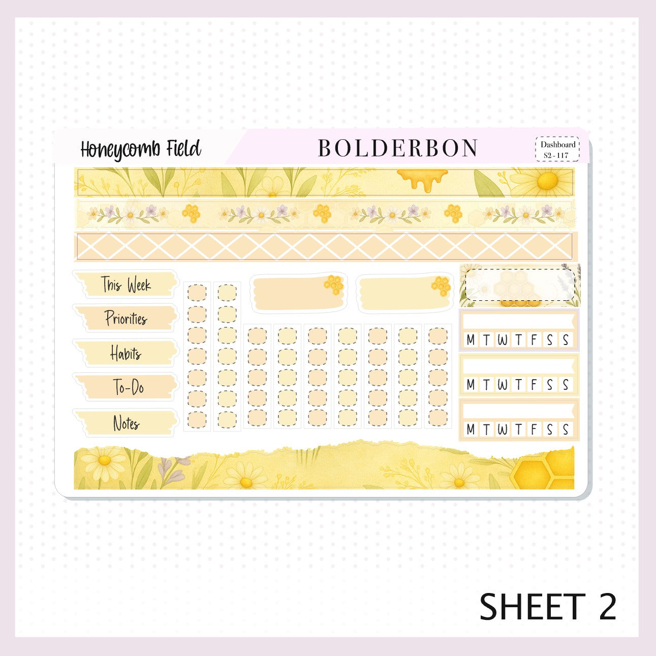 HONEYCOMB FIELD Erin Condren Dashboard Sticker kit || Bees, Florals & Cozy Farmhouse Vibe Planner Stickers