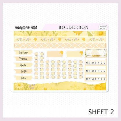HONEYCOMB FIELD Erin Condren Dashboard Sticker kit || Bees, Florals & Cozy Farmhouse Vibe Planner Stickers