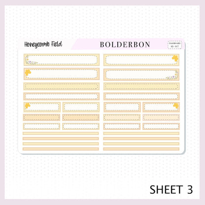 HONEYCOMB FIELD Erin Condren Dashboard Sticker kit || Bees, Florals & Cozy Farmhouse Vibe Planner Stickers