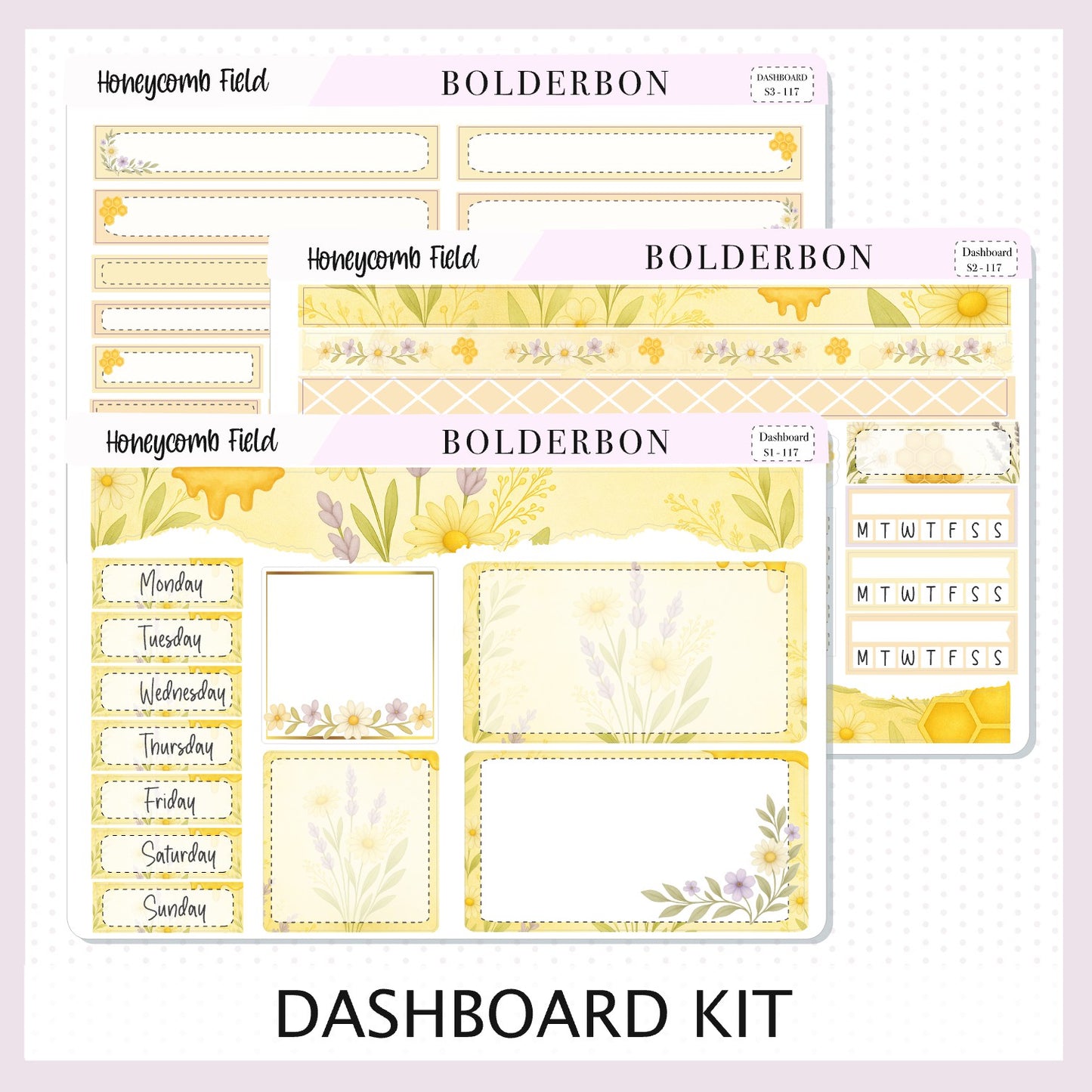 HONEYCOMB FIELD Erin Condren Dashboard Sticker kit || Bees, Florals & Cozy Farmhouse Vibe Planner Stickers