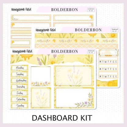 HONEYCOMB FIELD Erin Condren Dashboard Sticker kit || Bees, Florals & Cozy Farmhouse Vibe Planner Stickers