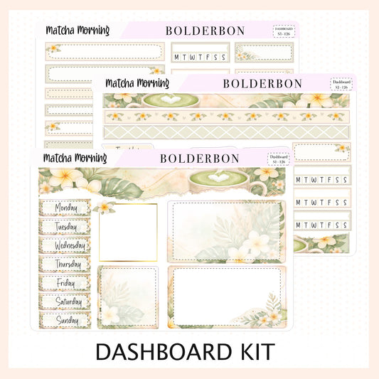 MATCHA MORNING Erin Condren Dashboard Sticker kit || Neutral Boho Stickers, Beach Coastal Aesthetic Weekly Stickers