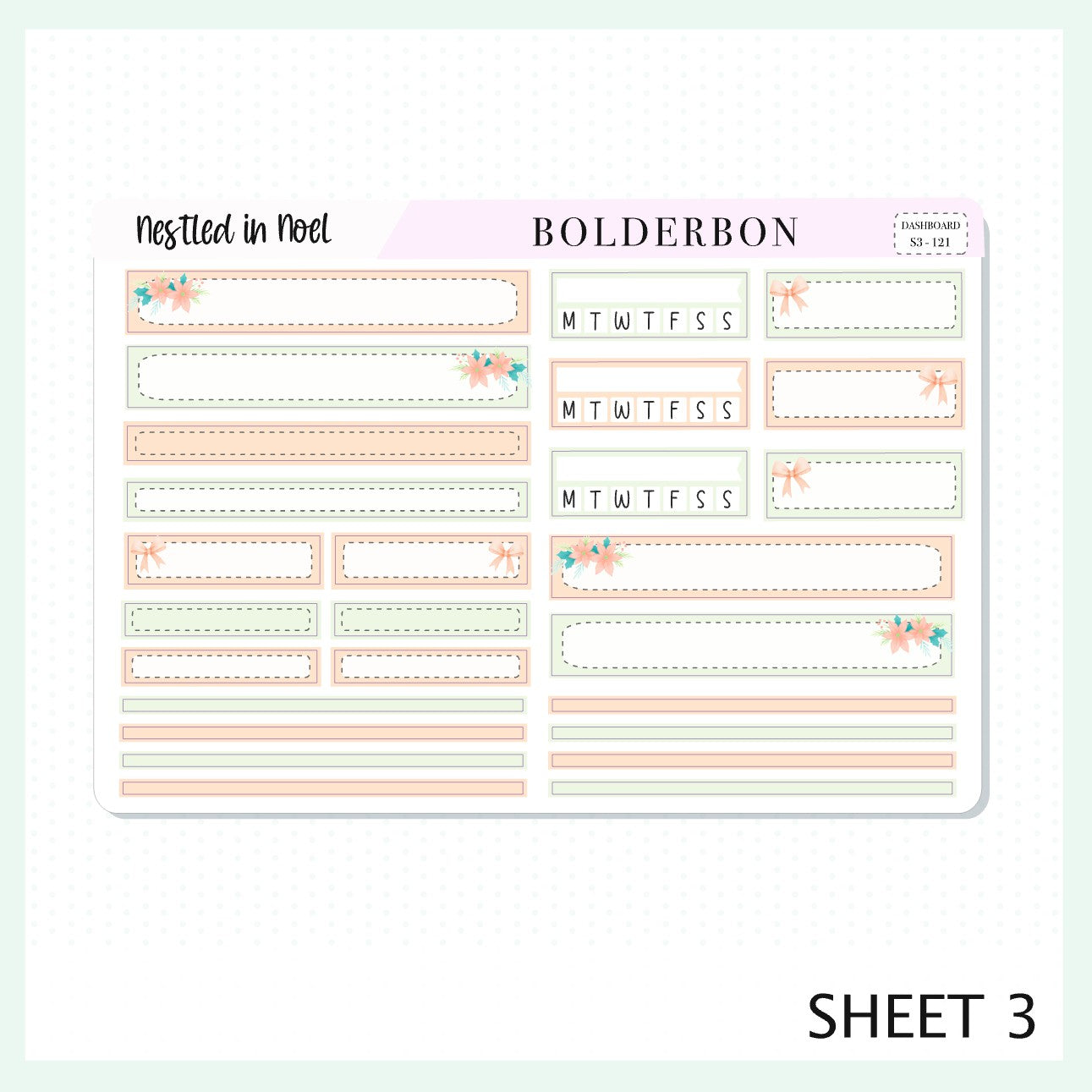 NESTLED IN NOEL Erin Condren Dashboard Sticker kit || Festive Christmas Planner Stickers, Holiday Pastel Vibe