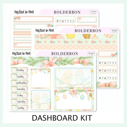 NESTLED IN NOEL Erin Condren Dashboard Sticker kit || Festive Christmas Planner Stickers, Holiday Pastel Vibe
