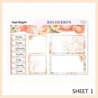 PEACH BLOSSOM Erin Condren Dashboard Sticker kit || Floral Aesthetic Planner Stickers, Pastel Spring Weekly Kit