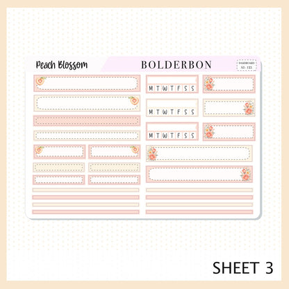 PEACH BLOSSOM Erin Condren Dashboard Sticker kit || Floral Aesthetic Planner Stickers, Pastel Spring Weekly Kit