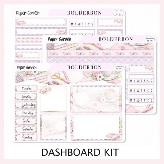 PAPER GARDEN Erin Condren Dashboard Sticker kit || Elegant Planner Stickers, Pastel Spring Edit Weekly Kit