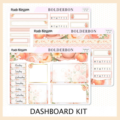 PEACH BLOSSOM Erin Condren Dashboard Sticker kit || Floral Aesthetic Planner Stickers, Pastel Spring Weekly Kit