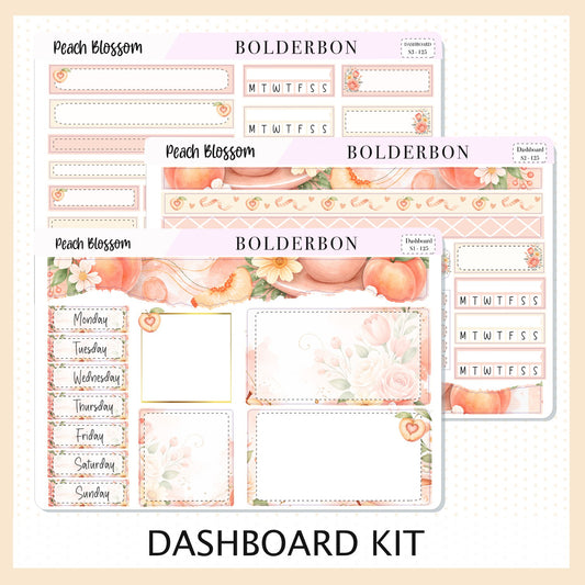 PEACH BLOSSOM Erin Condren Dashboard Sticker kit || Floral Aesthetic Planner Stickers, Pastel Spring Weekly Kit