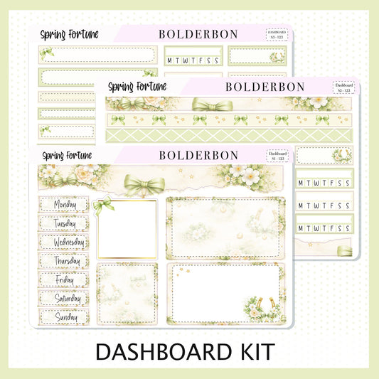 SPRING FORTUNE Erin Condren Dashboard Sticker kit || Clover Planner Stickers, Book Lover, Cottagecore Spring Weekly Kit (Copy)