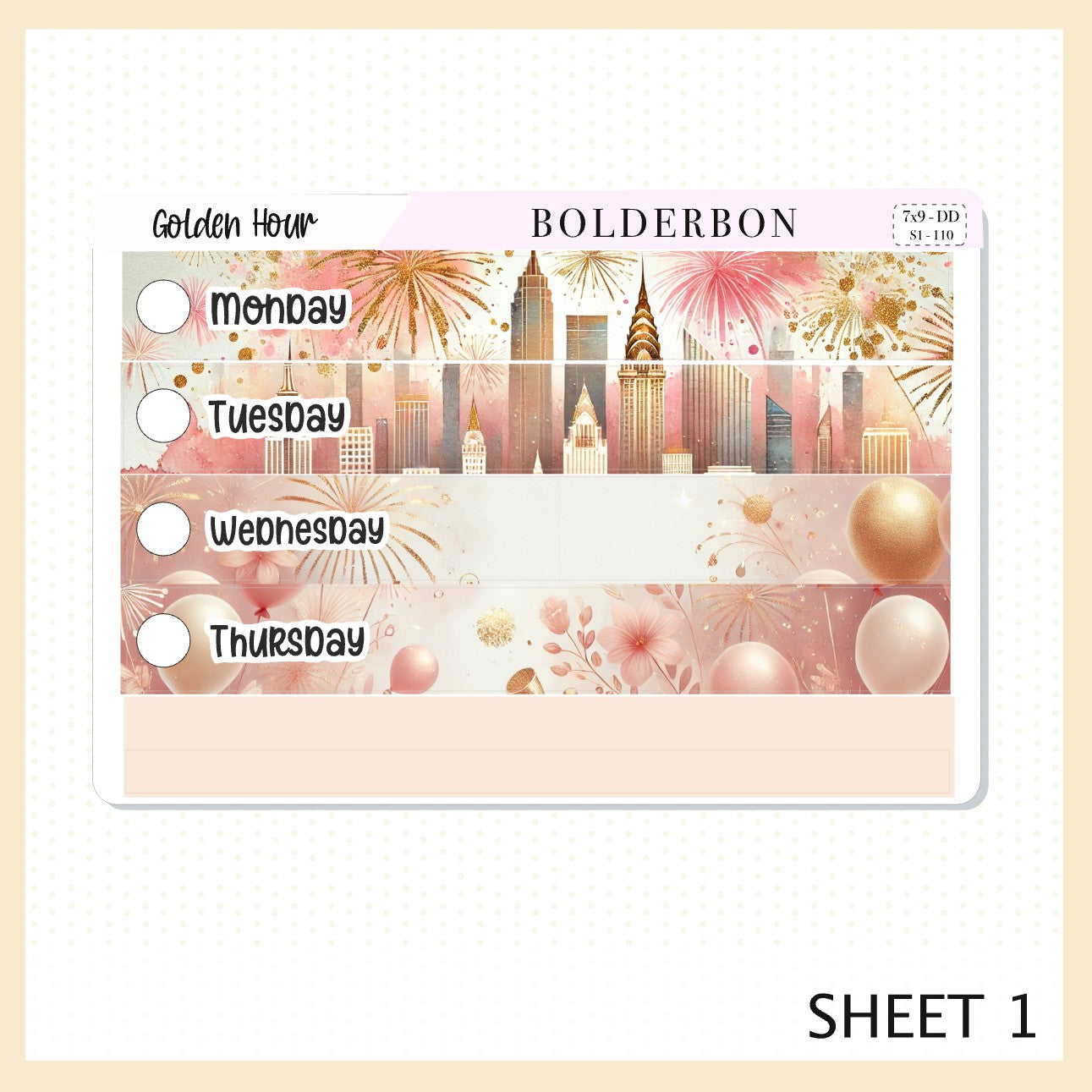 GOLDEN HOUR 7x9 Daily Duo || Planner Sticker Kit for Erin Condren