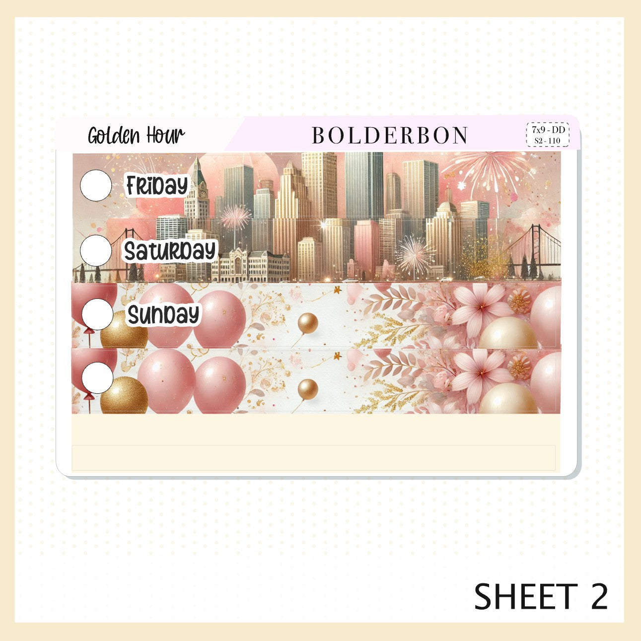 GOLDEN HOUR 7x9 Daily Duo || Planner Sticker Kit for Erin Condren