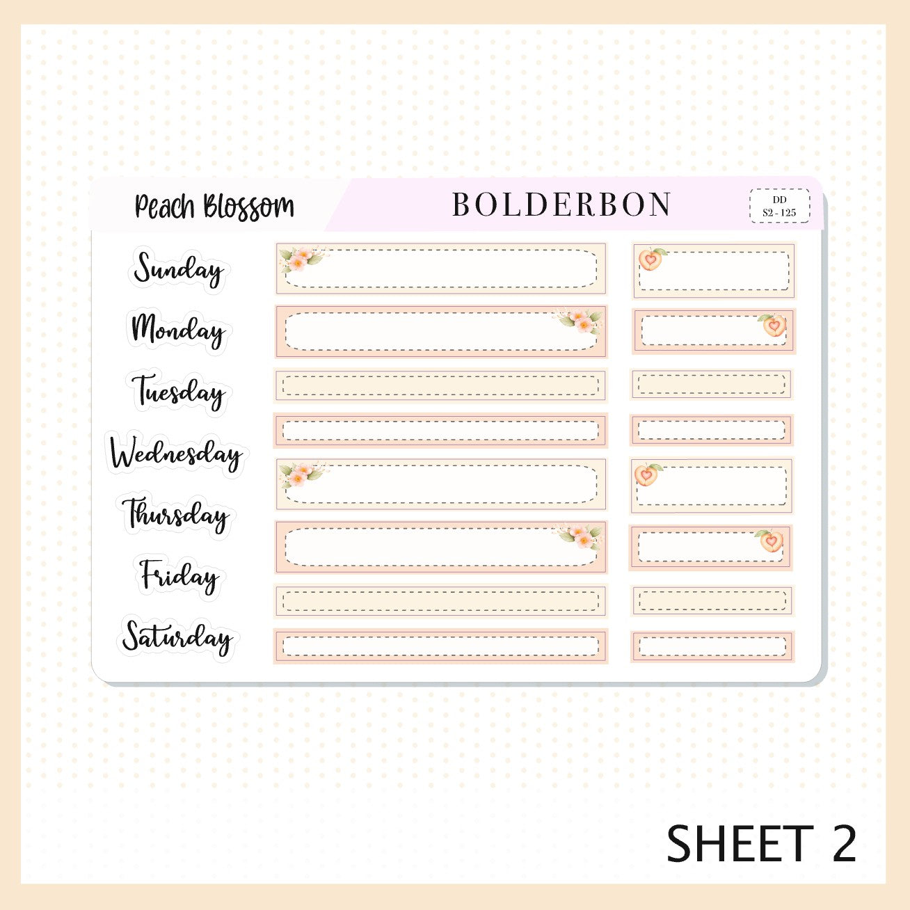 PEACH BLOSSOM 7x9 Daily Duo || Planner Sticker Kit for Erin Condren