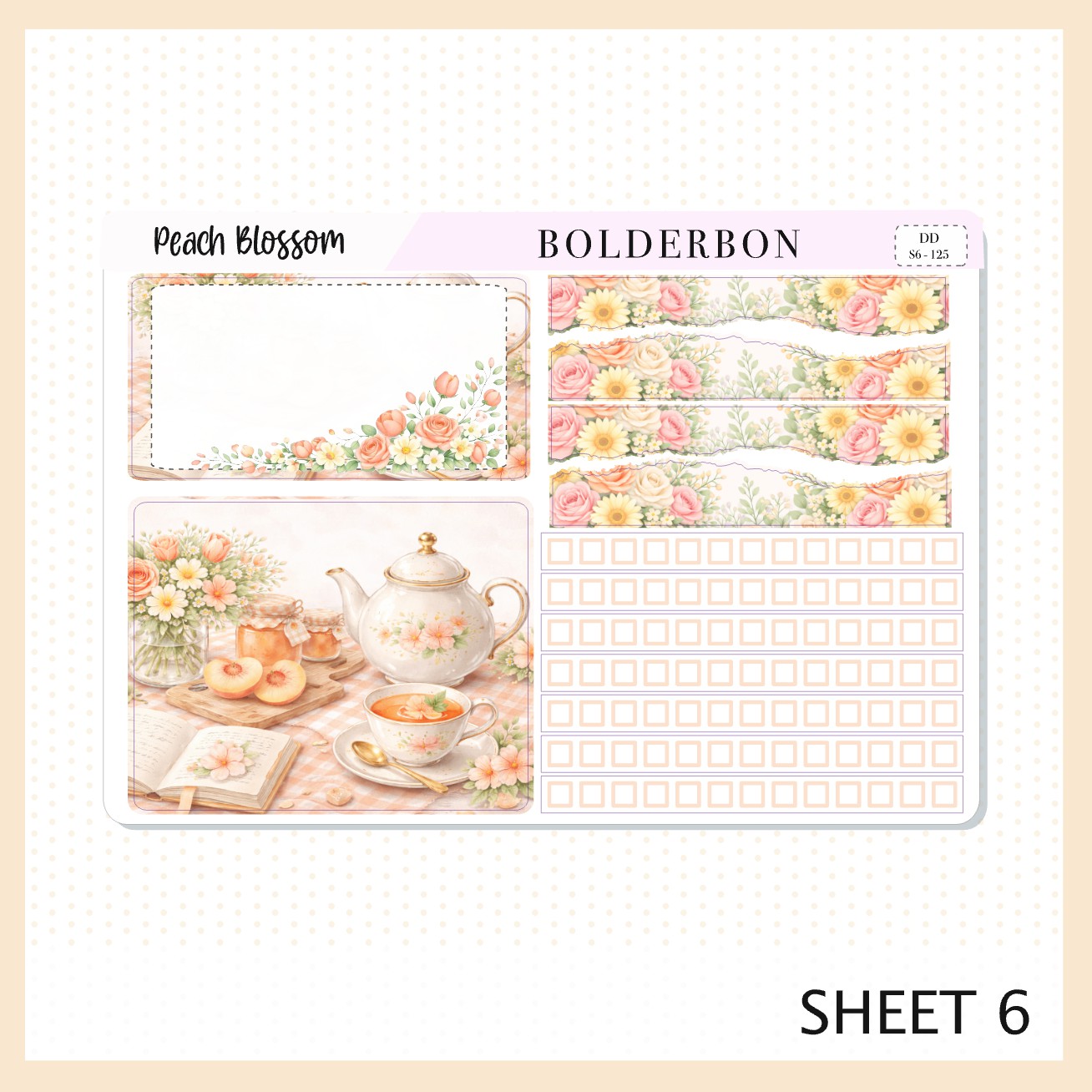 PEACH BLOSSOM 7x9 Daily Duo || Planner Sticker Kit for Erin Condren