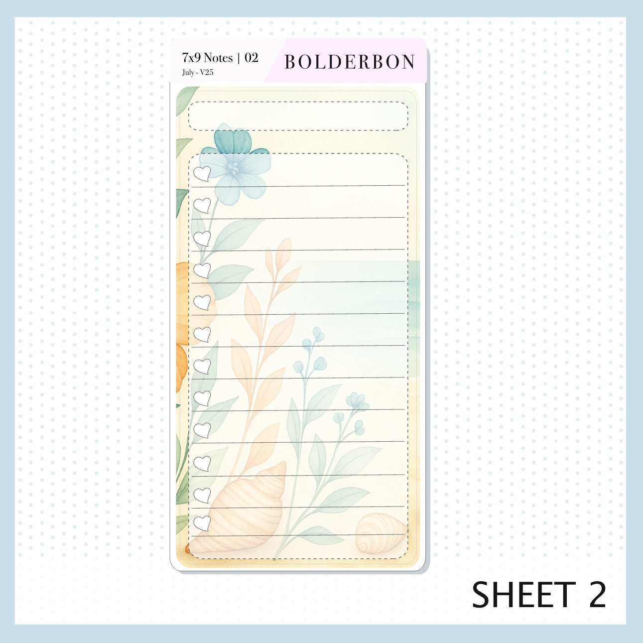NEW JULY 7x9 Notes Kit ||  2025/2026 Planner Sticker Kit for Erin Condren Planners, Shoreline