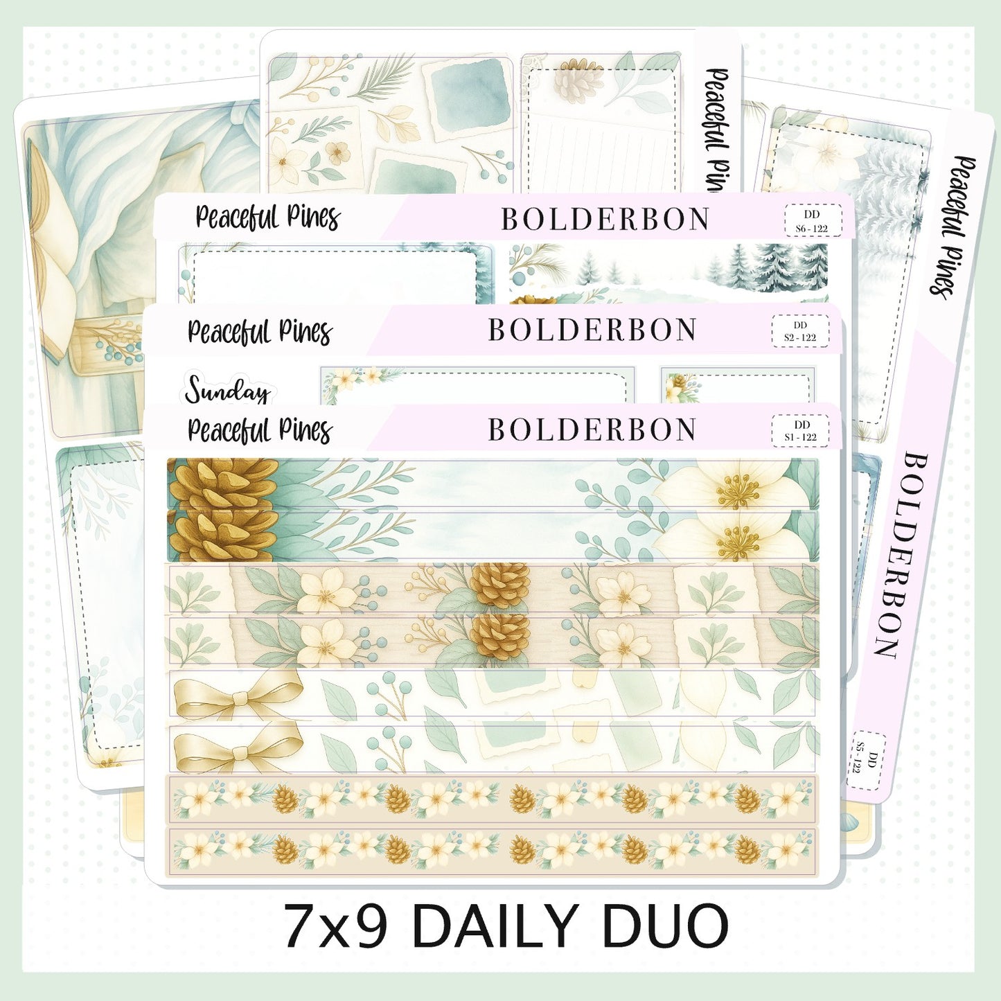 PEACEFUL PINES 7x9 Daily Duo || Planner Sticker Kit for Erin Condren