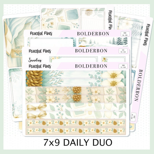 PEACEFUL PINES 7x9 Daily Duo || Planner Sticker Kit for Erin Condren
