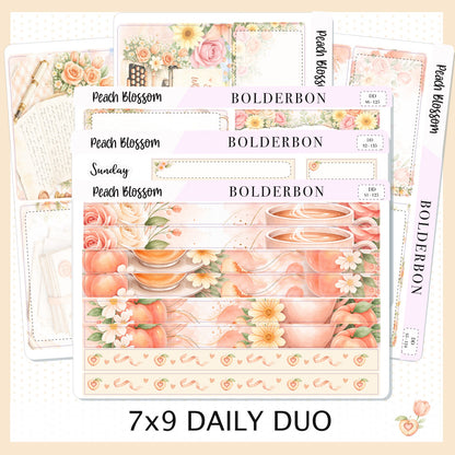 PEACH BLOSSOM 7x9 Daily Duo || Planner Sticker Kit for Erin Condren