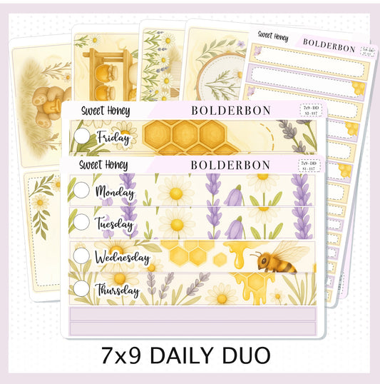 SWEET HONEY 7x9 Daily Duo || Planner Sticker Kit for Erin Condren