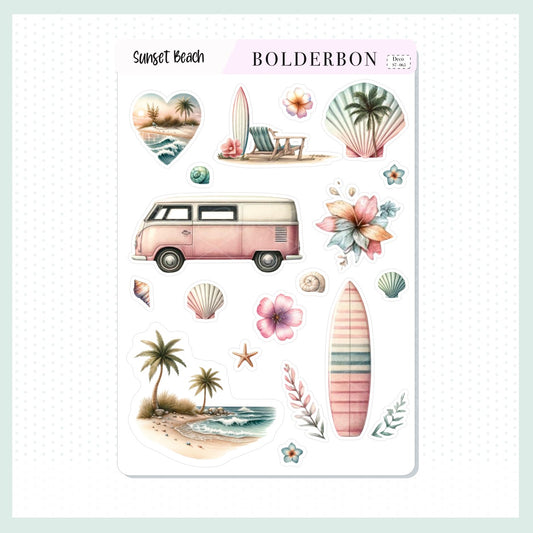 Decorative Journal Stickers || SUNSET BEACH