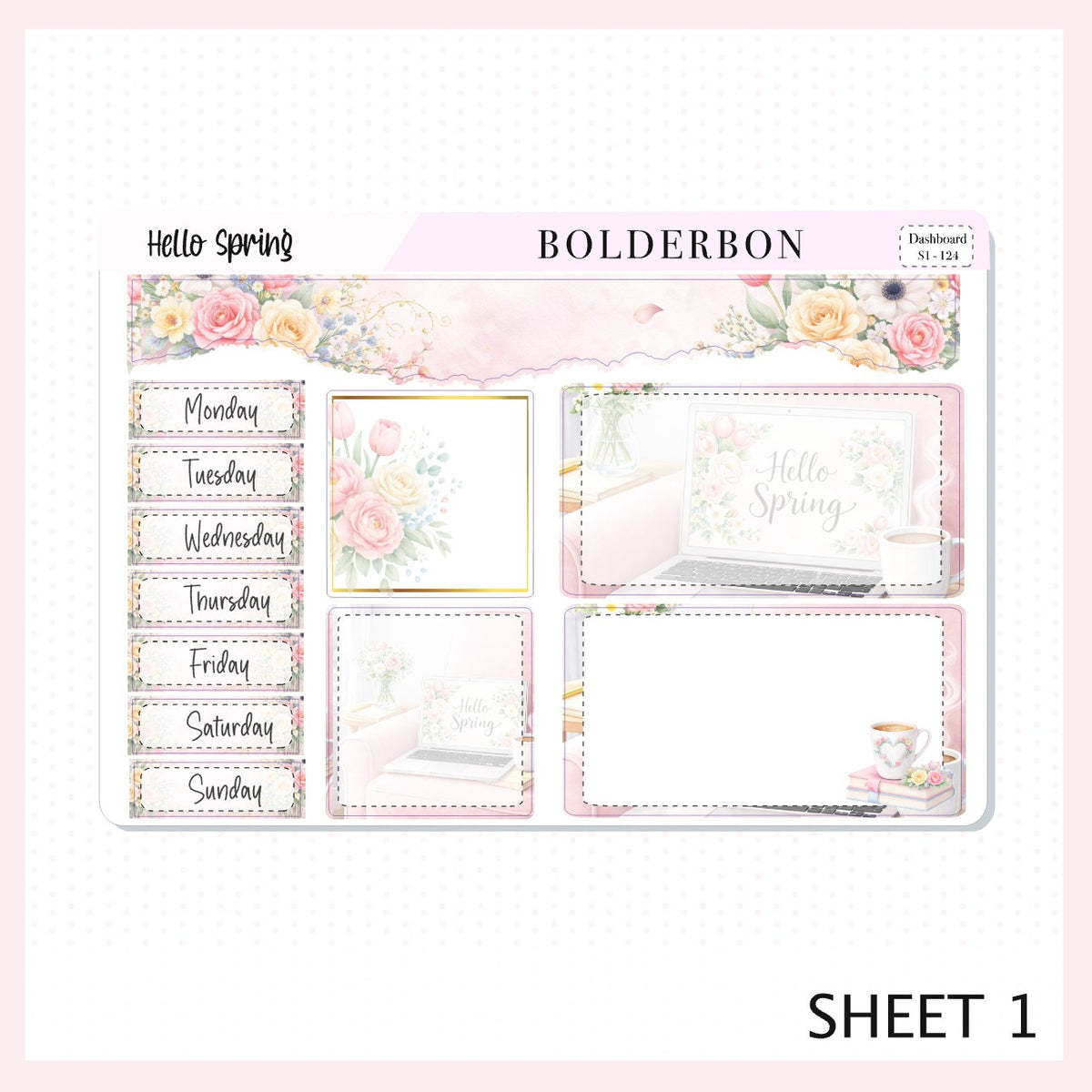 HELLO SPRING Erin Condren Dashboard Sticker kit || Elegant Planner Sti ...