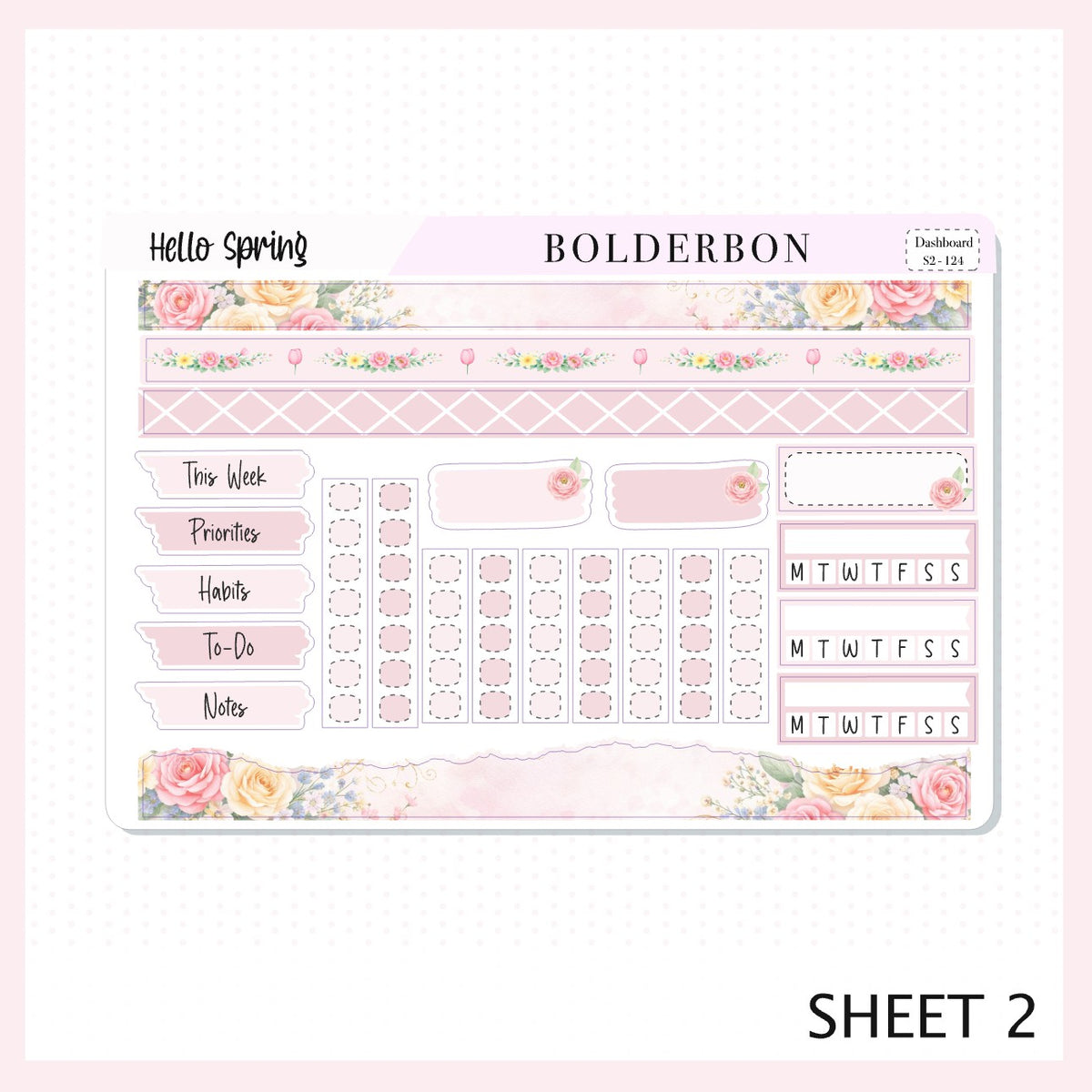 HELLO SPRING Erin Condren Dashboard Sticker kit || Elegant Planner Sti ...