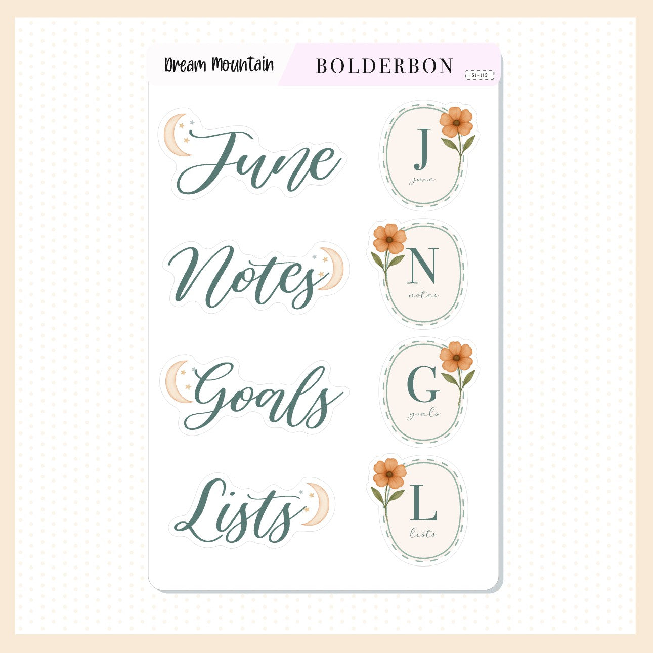 JUNE Header Stickers || Dream Mountain Theme, Aesthetic Journal Stickers, Journaling Stickers