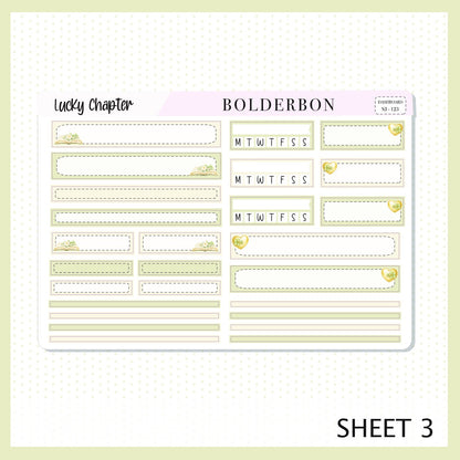 LUCKY CHAPTER Erin Condren Dashboard Sticker kit || Clover Planner Stickers, Book Lover, Cottagecore Spring Weekly Kit