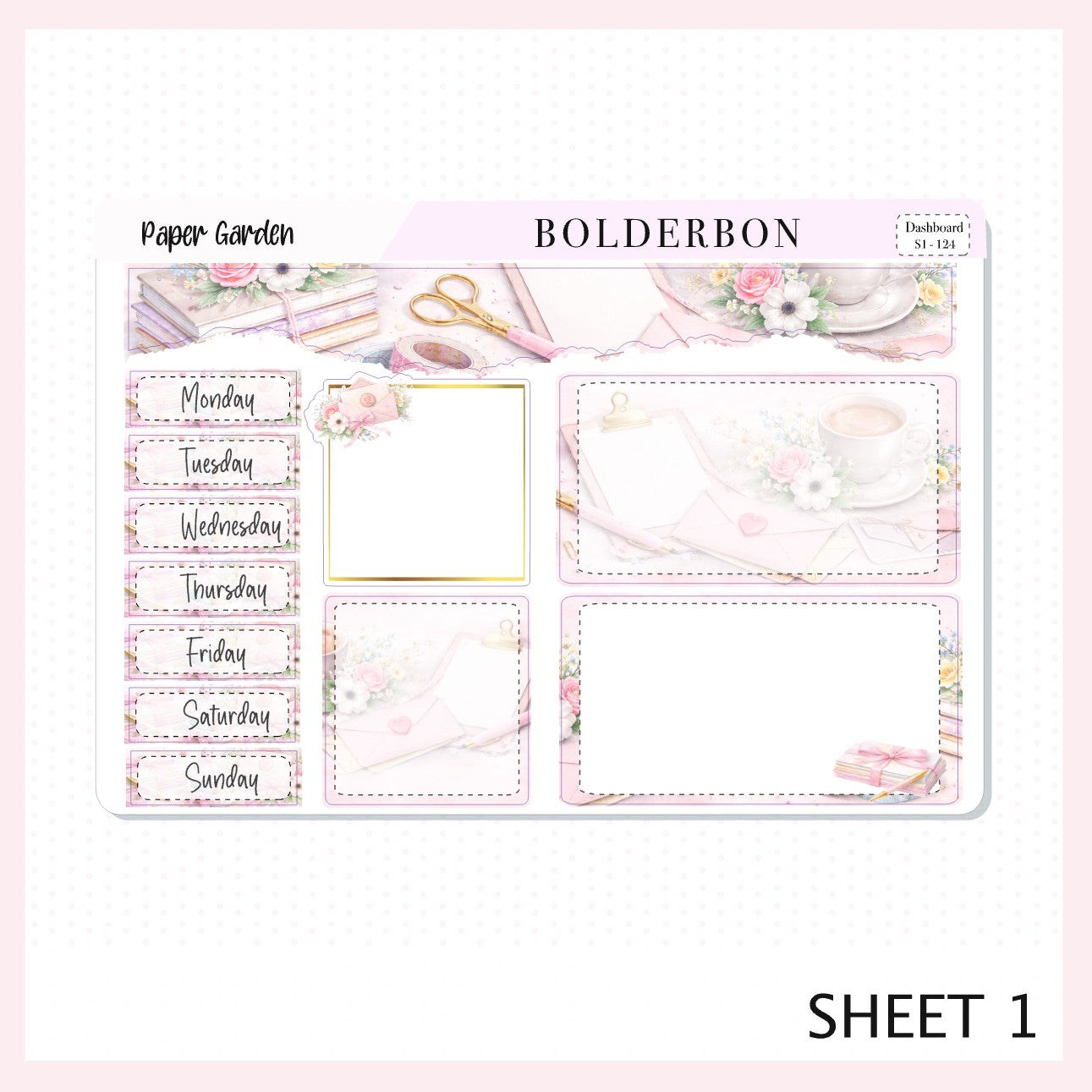 PAPER GARDEN Erin Condren Dashboard Sticker kit || Elegant Planner Stickers, Pastel Spring Edit Weekly Kit