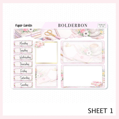 PAPER GARDEN Erin Condren Dashboard Sticker kit || Elegant Planner Stickers, Pastel Spring Edit Weekly Kit