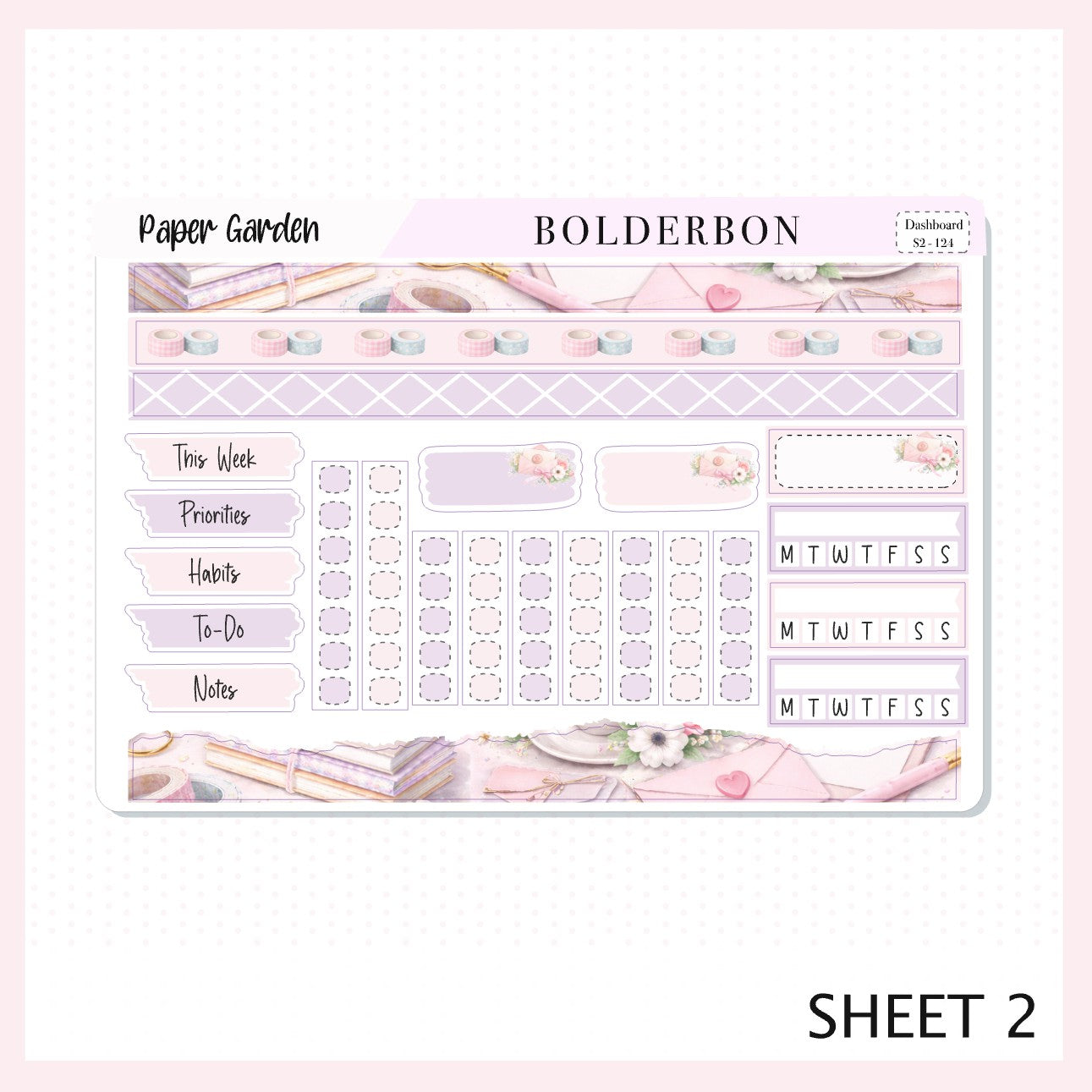 PAPER GARDEN Erin Condren Dashboard Sticker kit || Elegant Planner Stickers, Pastel Spring Edit Weekly Kit