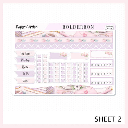 PAPER GARDEN Erin Condren Dashboard Sticker kit || Elegant Planner Stickers, Pastel Spring Edit Weekly Kit