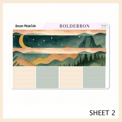 DREAM MOUNTAIN 7x9 Vertical Sticker Kit || Outdoor Aesthetic, Camping, Nature, Scenic Planner Stickers
