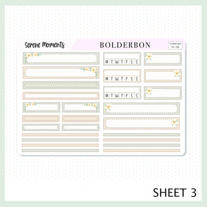 SERENE MOMENTS Erin Condren Dashboard Sticker kit || Winter Floral Planner Stickers, Cozy Sage & Gold Vibe