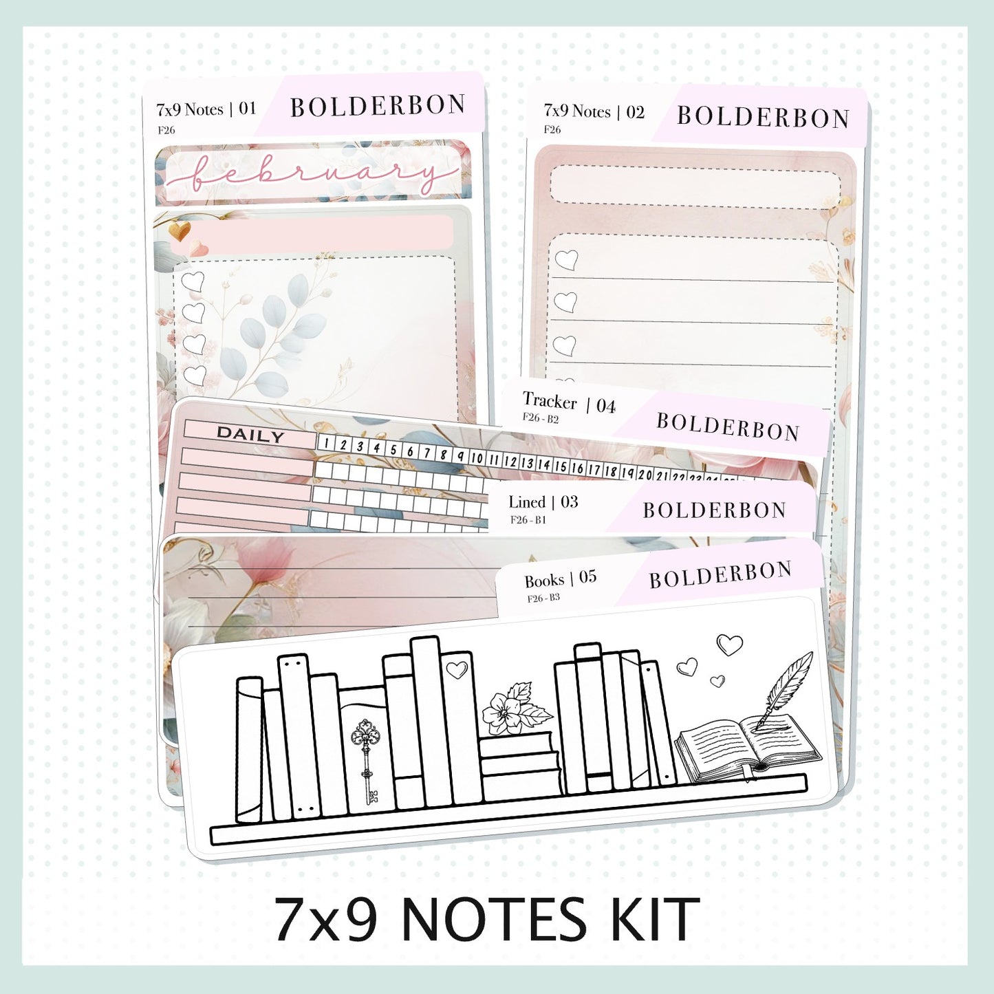 FEBRUARY 7x9 Notes Kit || Planner Sticker Kit for Erin Condren Planners, Timeless Tales