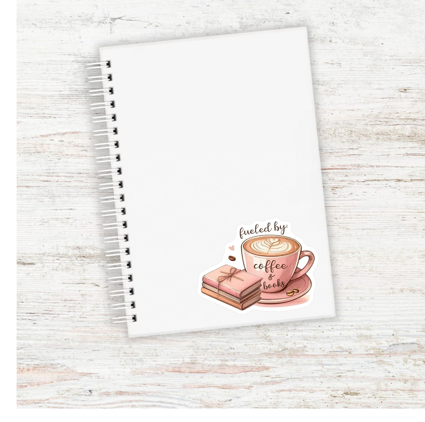 Fueled by Coffee & Books Sticker || Laptop Sticker, Kindle Sticker, Book Lover, Coffee Lover, Unique Gift, Bookish Gift sticker, Planner Scrapbook
