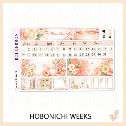 MAY Hobonichi Weeks || Peach Blossom, Monthly Planner Sticker Kit