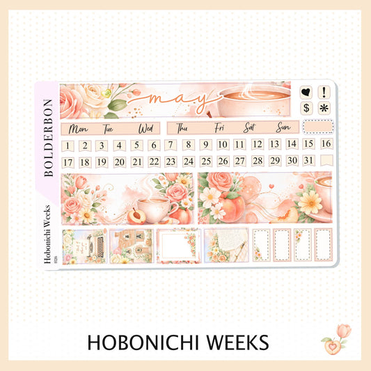 MAY Hobonichi Weeks || Peach Blossom, Monthly Planner Sticker Kit